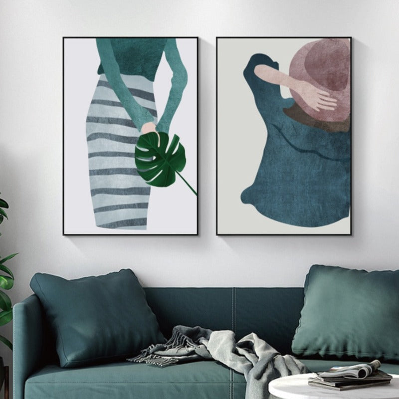Moderne Trendy Figurer Plakat - Lærrett Veggkunst Maleri