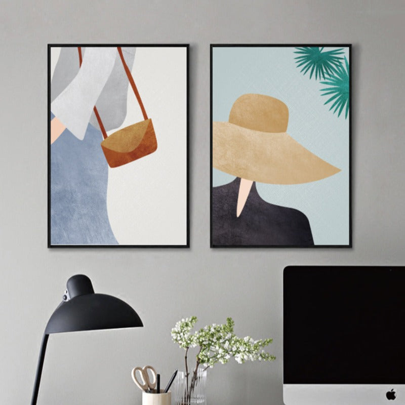 Moderne Trendy Figurer Plakat - Lærrett Veggkunst Maleri