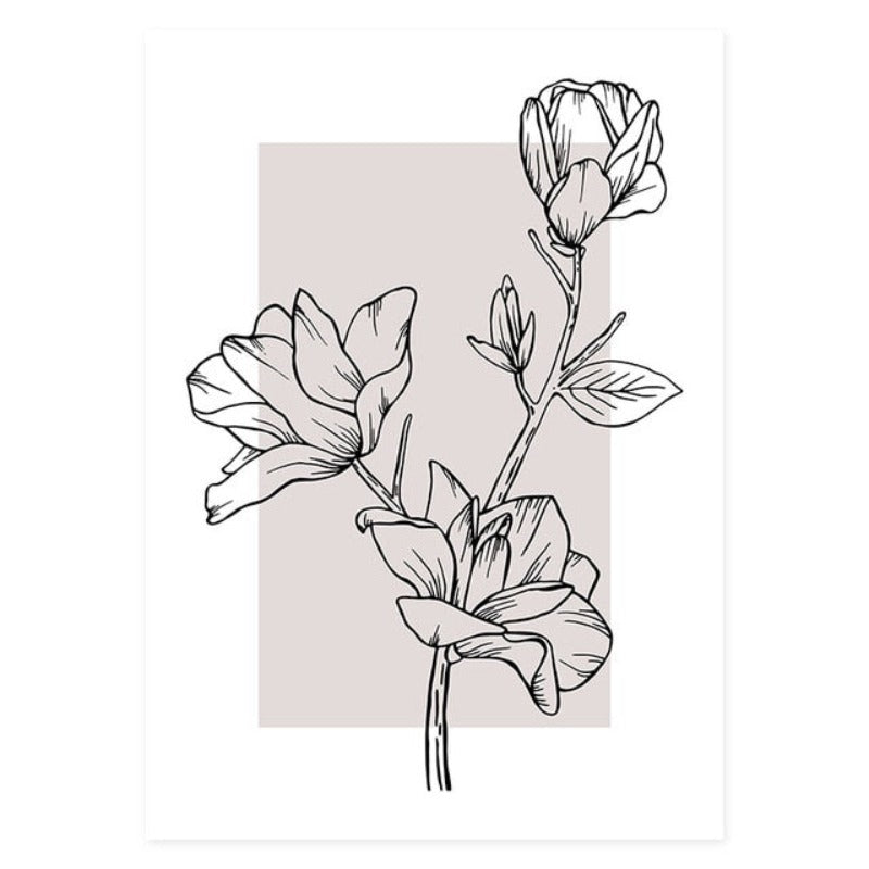 Moderne rosa blomsterskisse – lerretsbilde