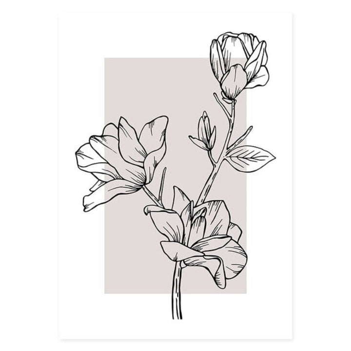 Moderne rosa blomsterskisse – lerretsbilde