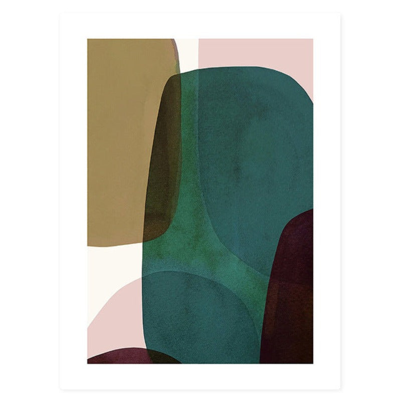 Blå Kunst abstrakt geometrisk trendy - Lerret Veggkunst Maleri | Skanto