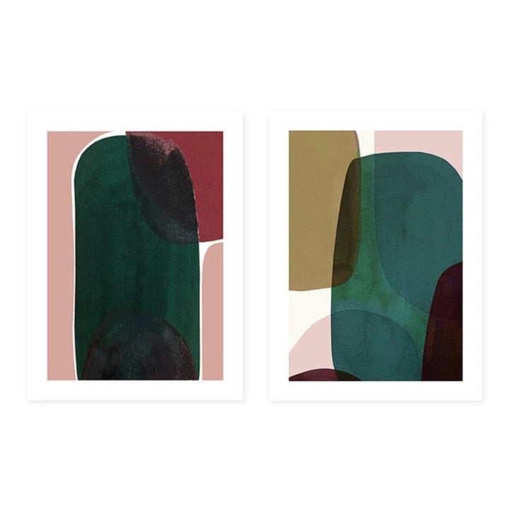 Blå Kunst abstrakt geometrisk trendy - Lerret Veggkunst Maleri | Skanto