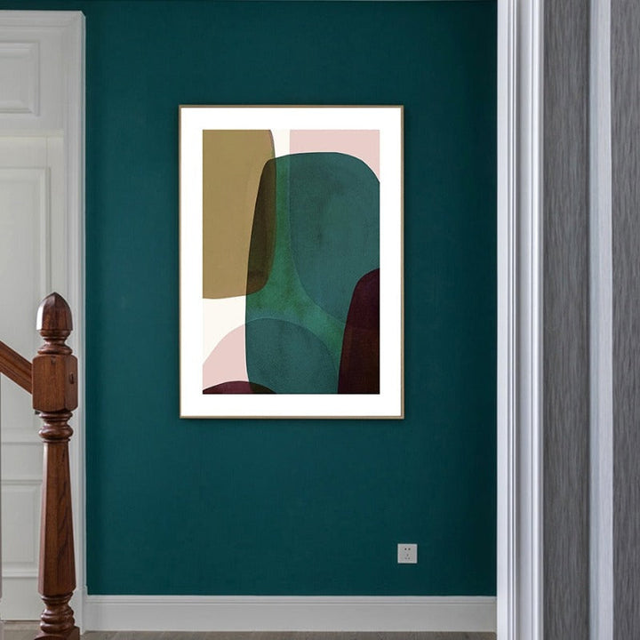 Blå Kunst abstrakt geometrisk trendy - Lerret Veggkunst Maleri | Skanto