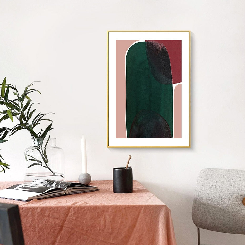 Blå Kunst abstrakt geometrisk trendy - Lerret Veggkunst Maleri | Skanto