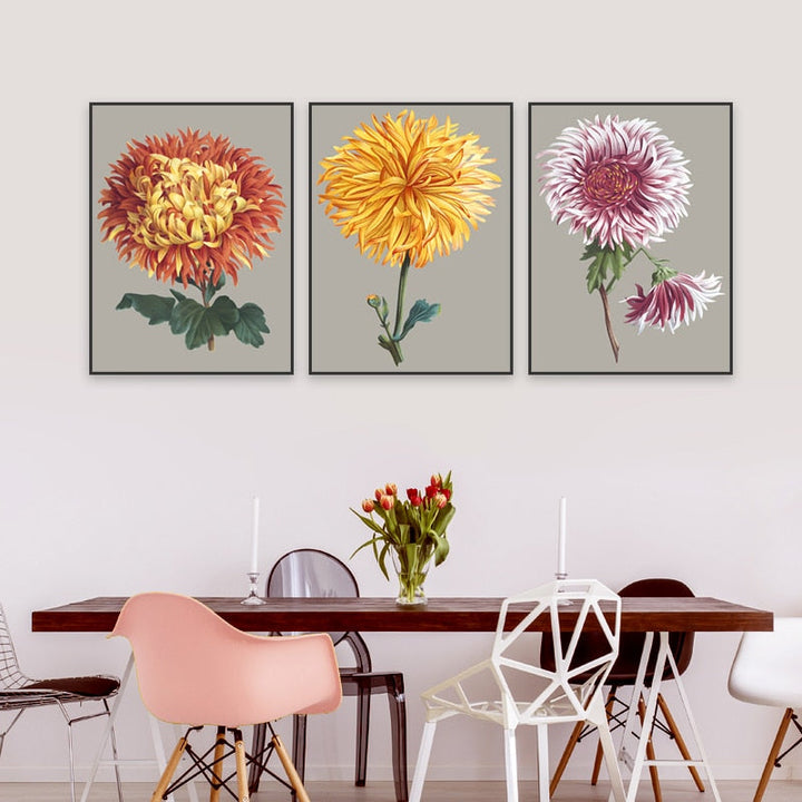 Vakkert chrysantemum blomsterbilde – lerretsbilde