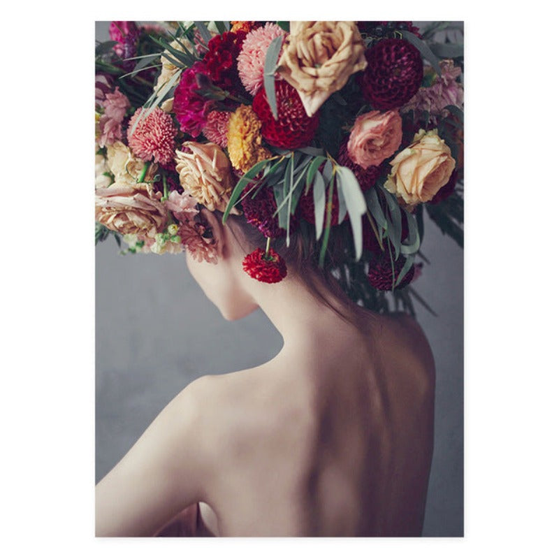 Vakker Malerisk Floralsk Jente Abstrakt - Lerret Veggkunst Maleri | Skanto