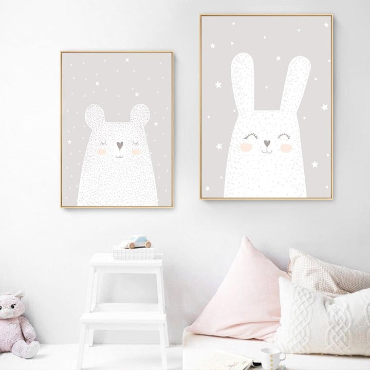 Dreaming Bunny - Lærred Veggkunst Målning