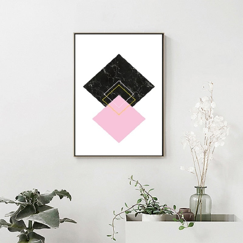 Moderne abstrakt geometri, gullboksstaver – lerretbilde