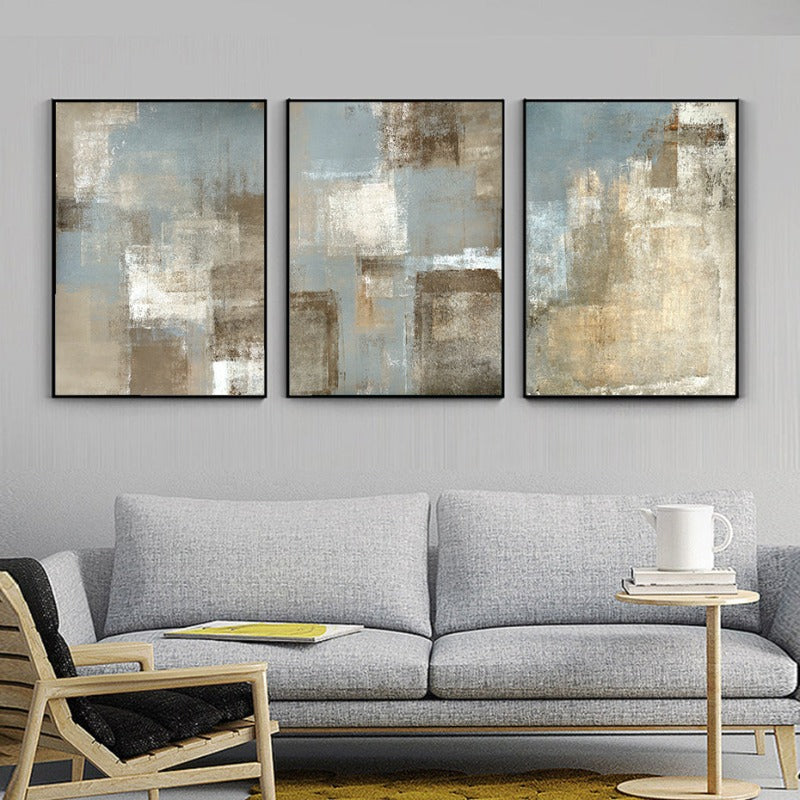Abstrakt lerretsmaleri i vintagestil i grått og beige