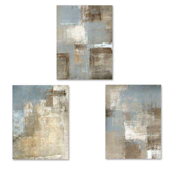 Abstrakt lerretsmaleri i vintagestil i grått og beige