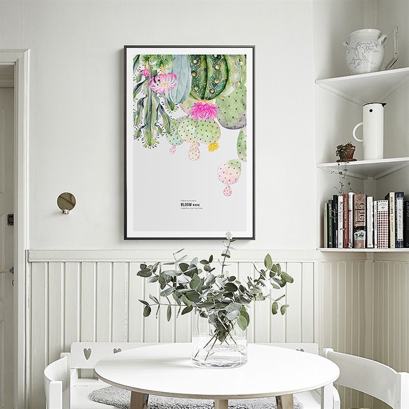 Plakat med nordisk kaktusblomst i potte – lerretbilde