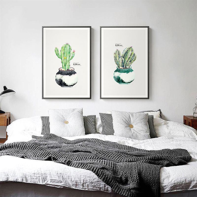 Plakat med nordisk kaktusblomst i potte – lerretbilde