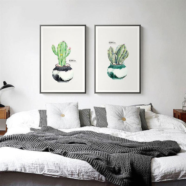 Plakat med nordisk kaktusblomst i potte – lerretbilde