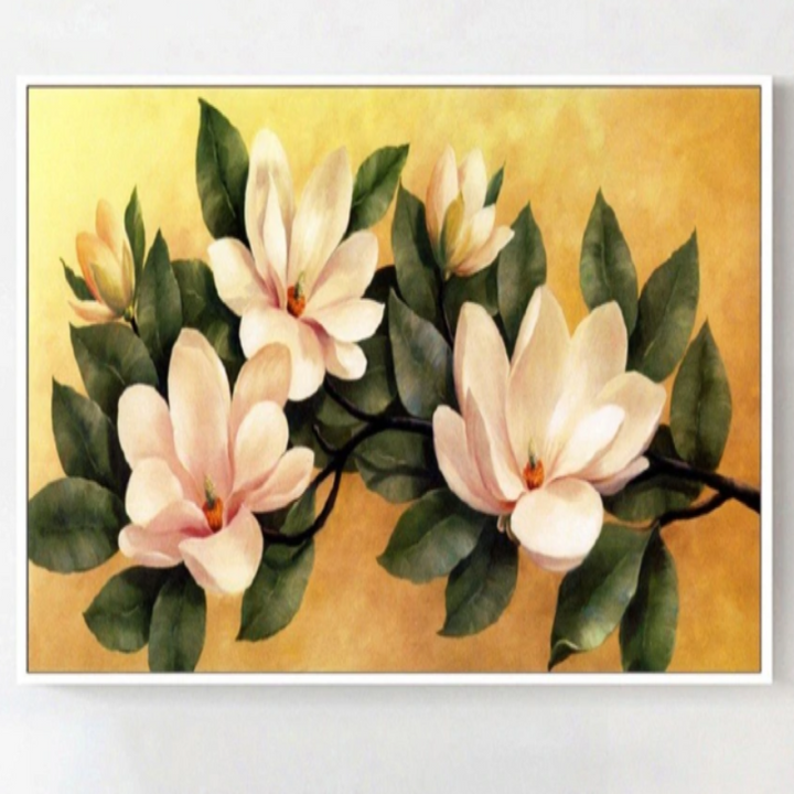Vintage plakat med magnoliablomster – lerretsbilde