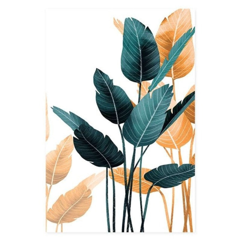 Moderne tropiske planter bladtrykk plakat - lerret veggkunst maleri