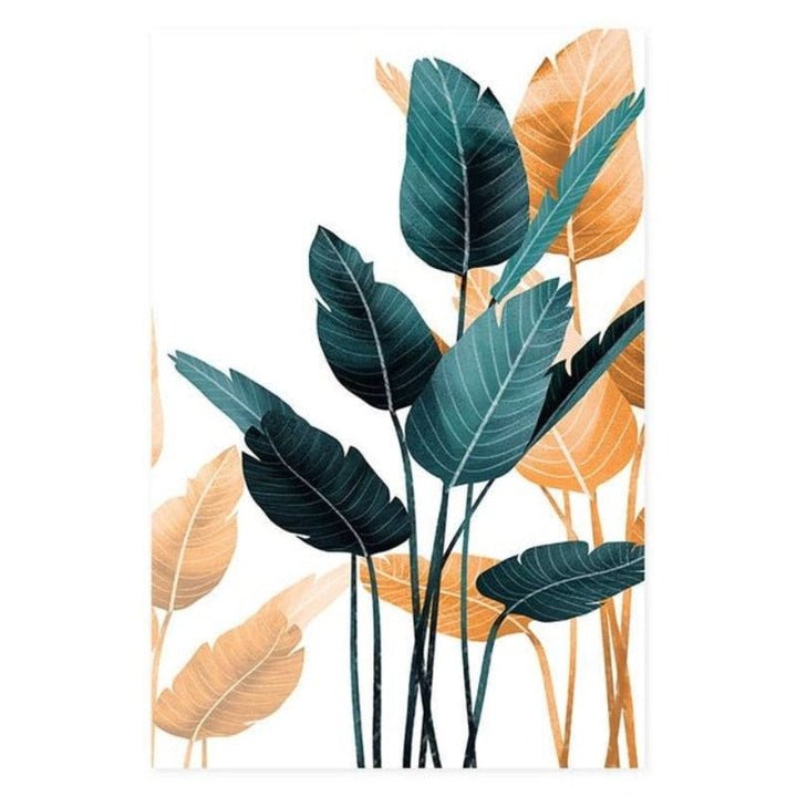 Moderne tropiske planter bladtrykk plakat - lerret veggkunst maleri