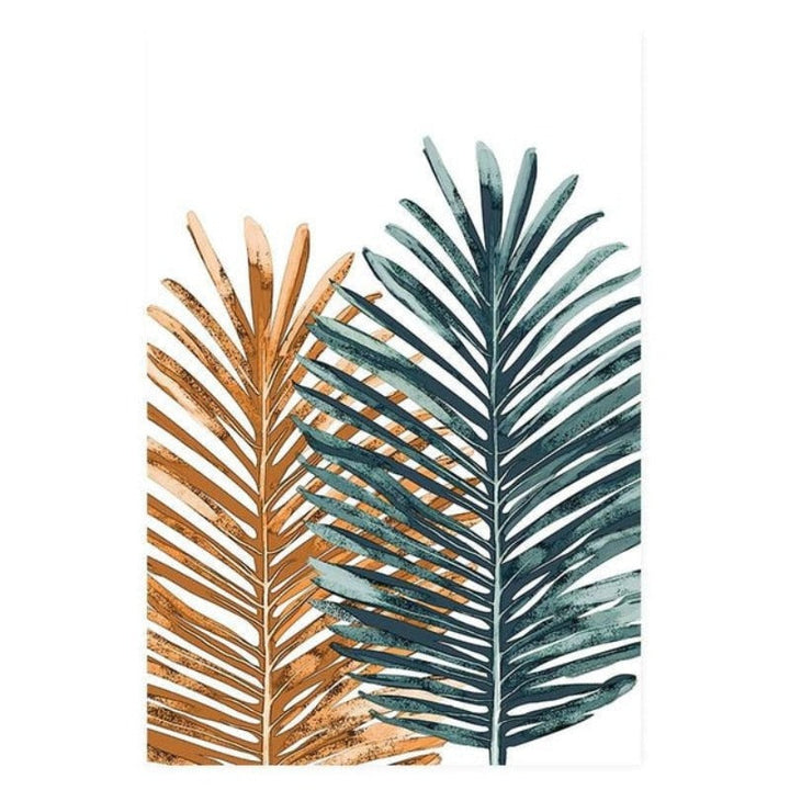 Moderne tropiske planter bladtrykk plakat - lerret veggkunst maleri