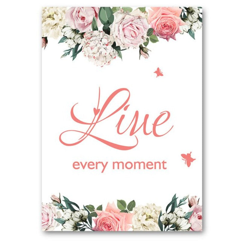 Live Laugh Live Sitater Blomster Veggkunst - Lerret Veggkunst Maleri
