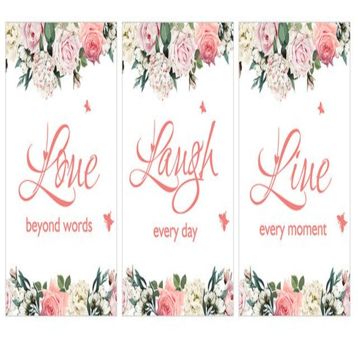 Live Laugh Live Sitater Blomster Veggkunst - Lerret Veggkunst Maleri