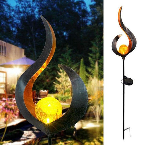 Skanto | IgnisLuxe LED Hagebelysning med Kunstig Flammeutseende | Solcelledrevet | Stemningsfull Utendørsbelysning | Dekor for Hage og Terrasse