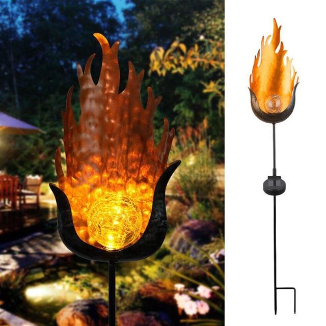 Skanto | IgnisLuxe LED Hagebelysning med Kunstig Flammeutseende | Solcelledrevet | Stemningsfull Utendørsbelysning | Dekor for Hage og Terrasse