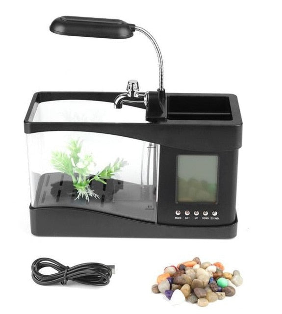 LCD Klok Mini Fiskebowling Akvarium | Skanto