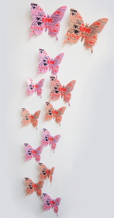 Butterfly 3D Veggklistremerker - 12 Stykker | Skanto