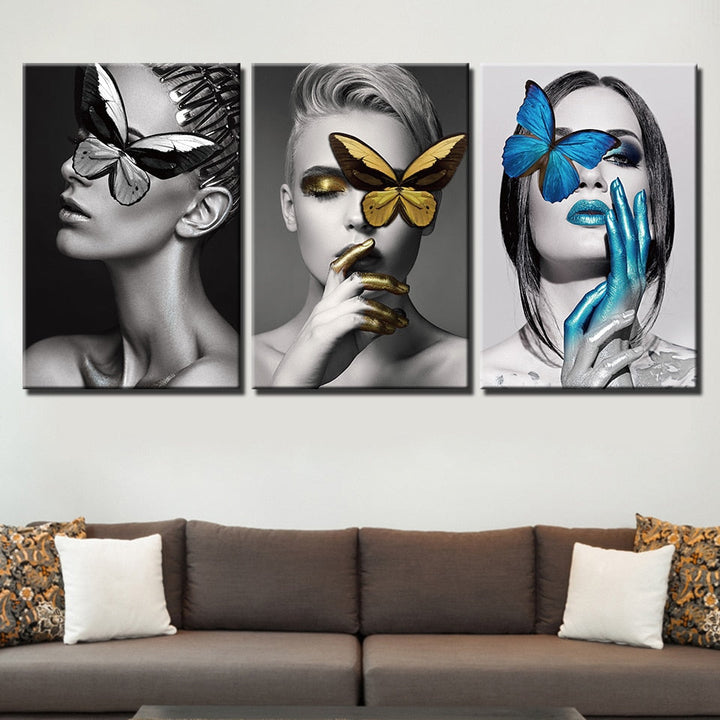 Butterfly Faces - Lerret Veggkunst Maleri | Skanto