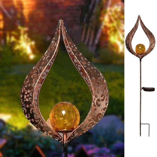 Skanto | IgnisLuxe LED Hagebelysning med Kunstig Flammeutseende | Solcelledrevet | Stemningsfull Utendørsbelysning | Dekor for Hage og Terrasse