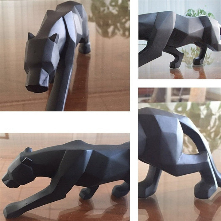 Moderne Harpiks Geometrisk Svart Panther Skulptur | Skanto
