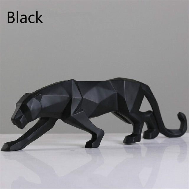 Moderne Harpiks Geometrisk Svart Panther Skulptur | Skanto