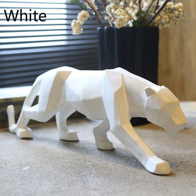 Moderne Harpiks Geometrisk Svart Panther Skulptur | Skanto