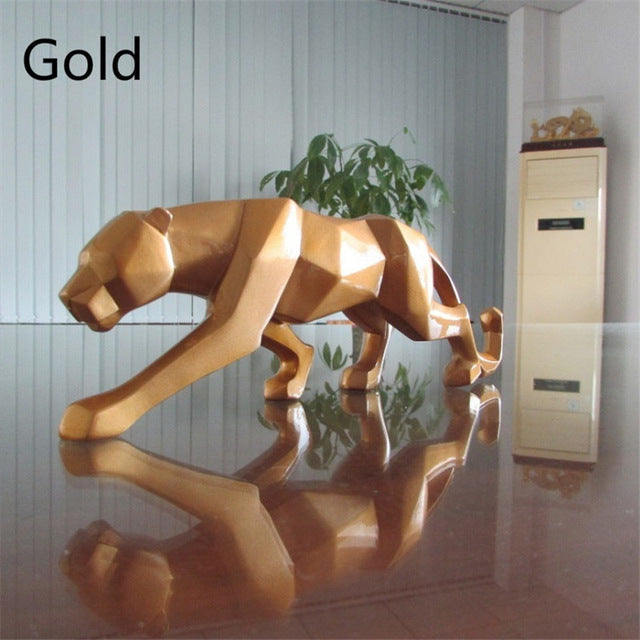 Moderne Harpiks Geometrisk Svart Panther Skulptur | Skanto