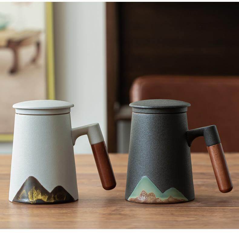 Berg Kunst Keramiske Teskopper Med Filter | Skanto