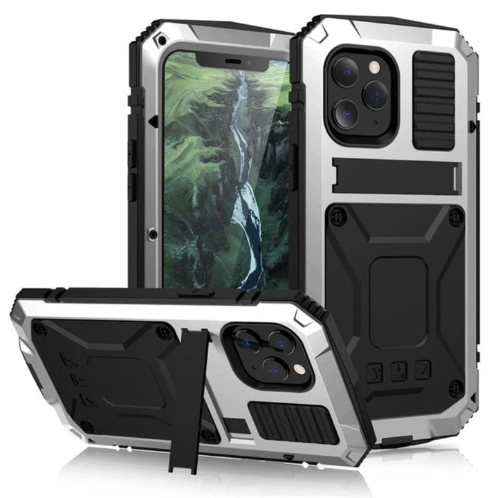 Skanto | Beskyttende sjokksikret herdet glassmetalldeksel for iPhone