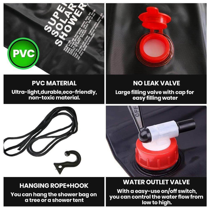 Portabel solvarmet campingdusjpose | Skanto