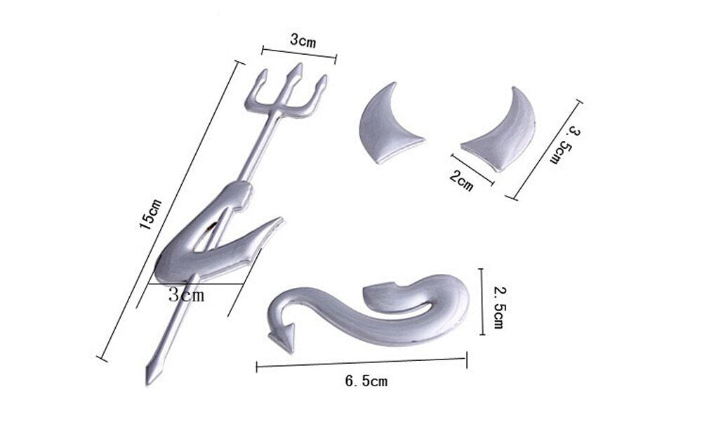 Skanto | 3D Morsom Lite Djevel Demon Horn Sticker for Biler