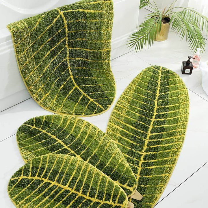 Pure Green Leaf Shape Home Rug | Skanto