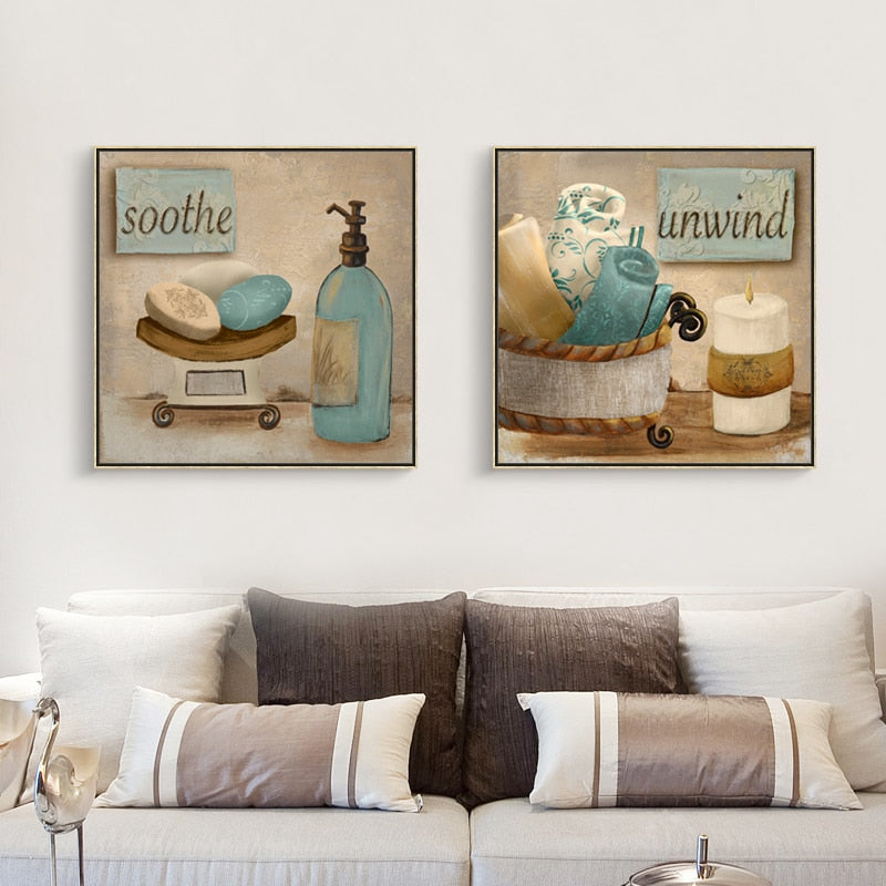 Moderne retro bad - Lerretsbilde