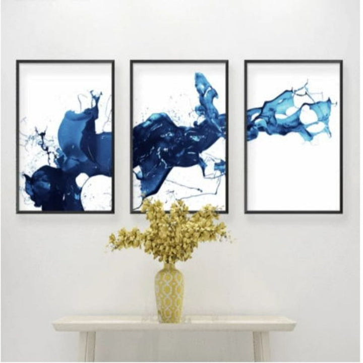 Kobalt Splash - Lerret Veggkunst Maleri | Skanto