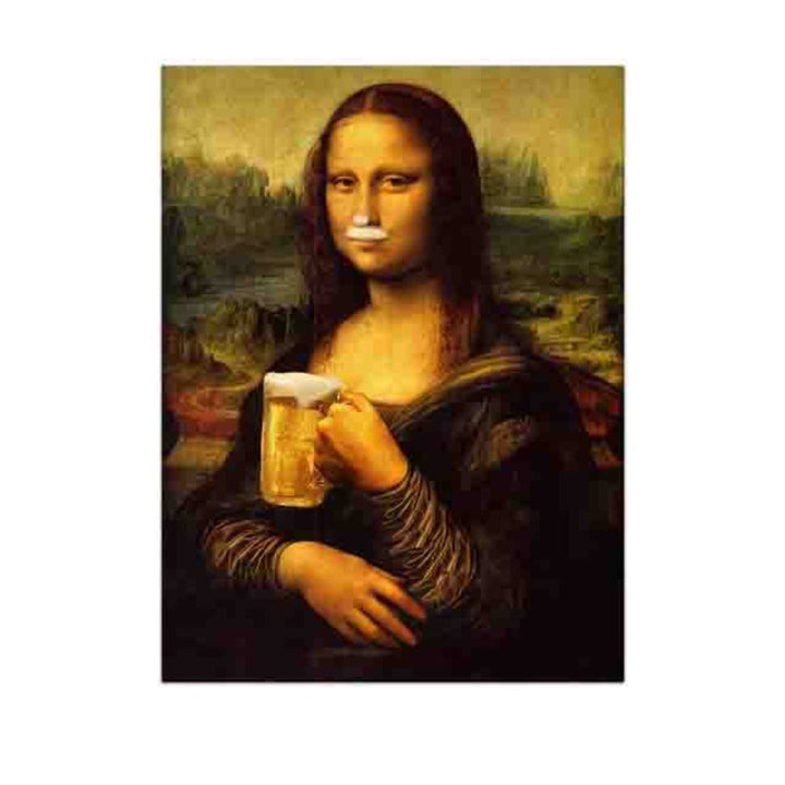 Mona Lisa og hennes drikke - Lerret Veggkunst Maleri
