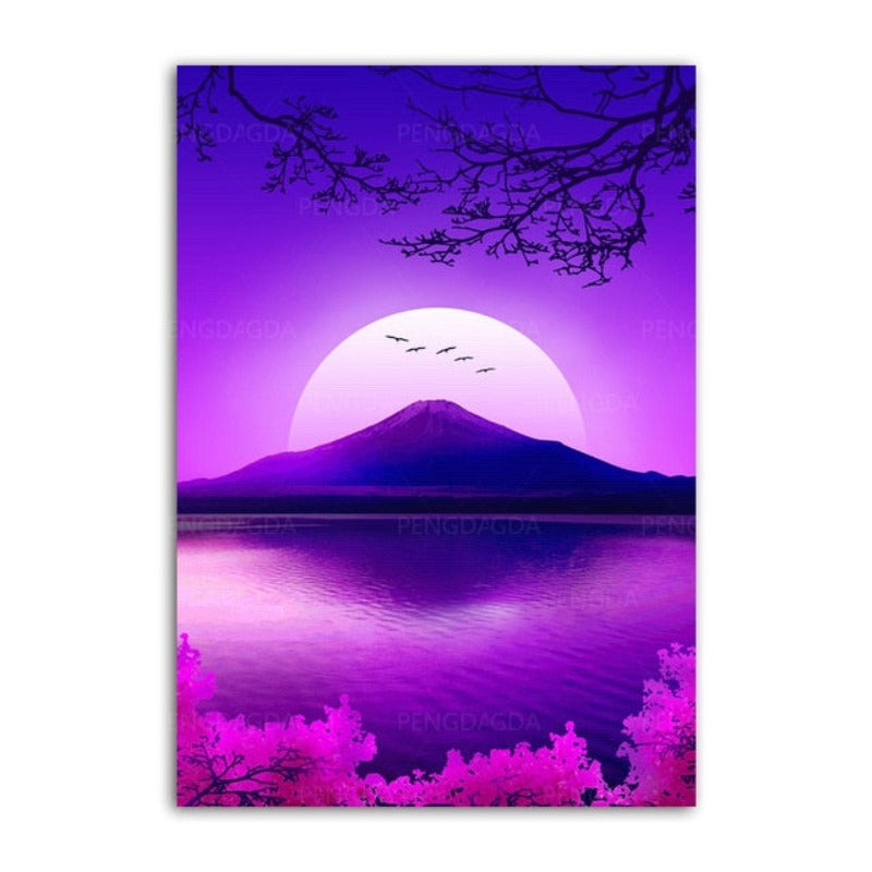 Synthwave Fuji - Lerretsbilde