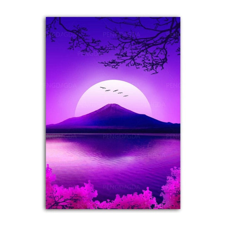 Synthwave Fuji - Lerretsbilde