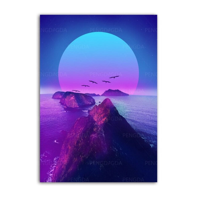 Synthwave Fuji - Lerretsbilde