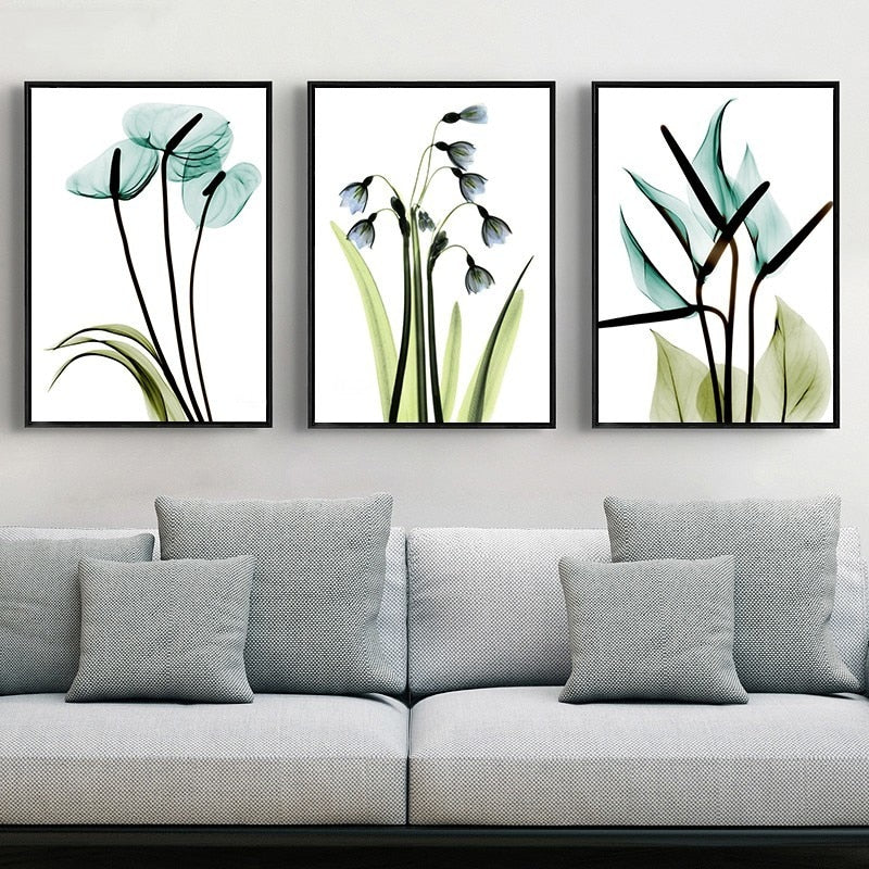 Svart Omrammede Blomster - Lerret Veggkunst Maleri | Skanto
