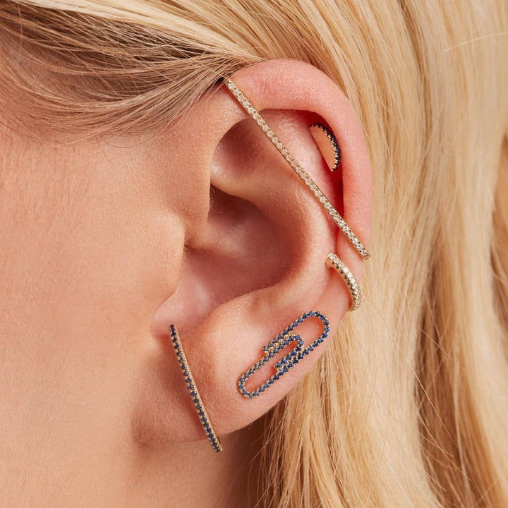 Skanto | 1 stk øre hvit regnbue cz rektangel cuff øredobb