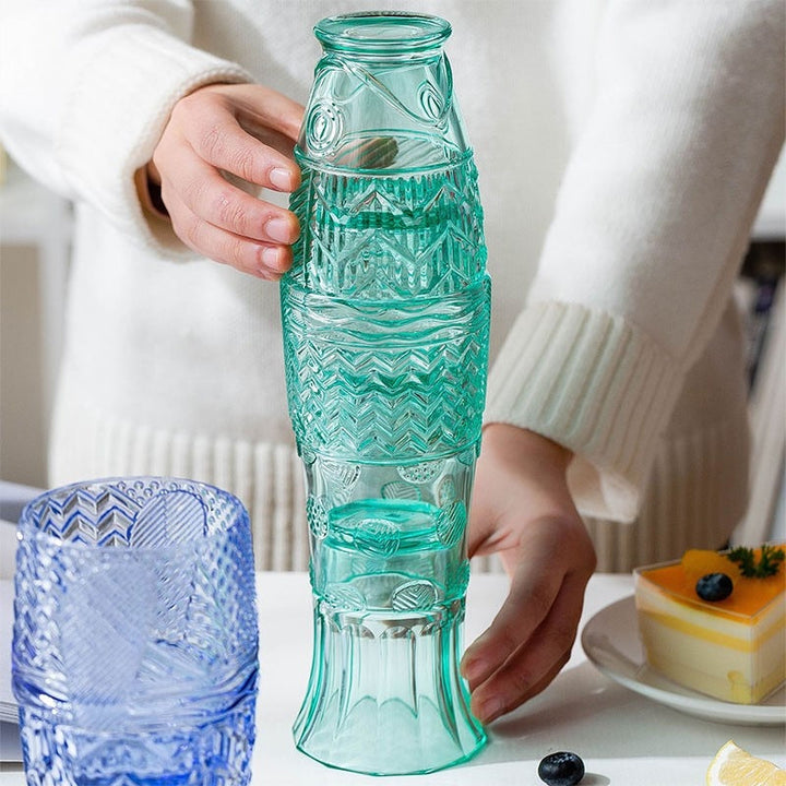 Skanto | Farget Glasskoppsett i Koi Fisk Form - Salg