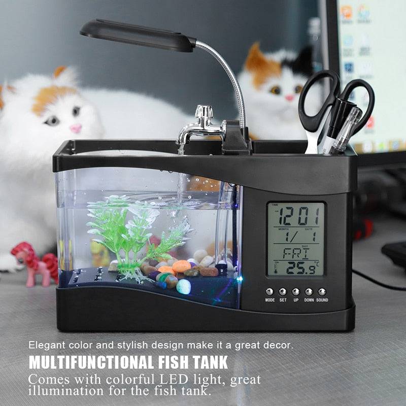 LCD Klok Mini Fiskebowling Akvarium | Skanto