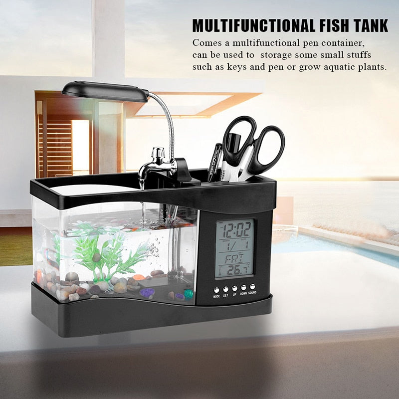 LCD Klok Mini Fiskebowling Akvarium | Skanto