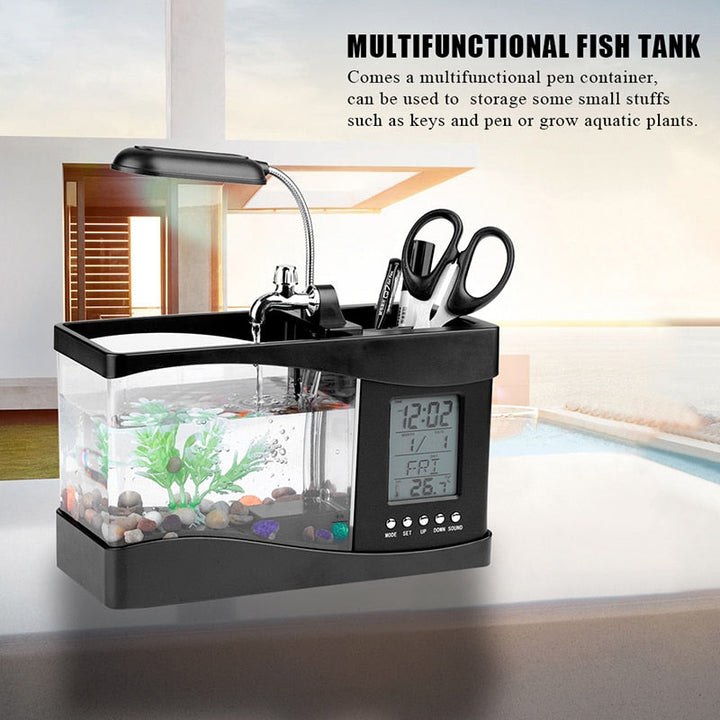 LCD Klok Mini Fiskebowling Akvarium | Skanto
